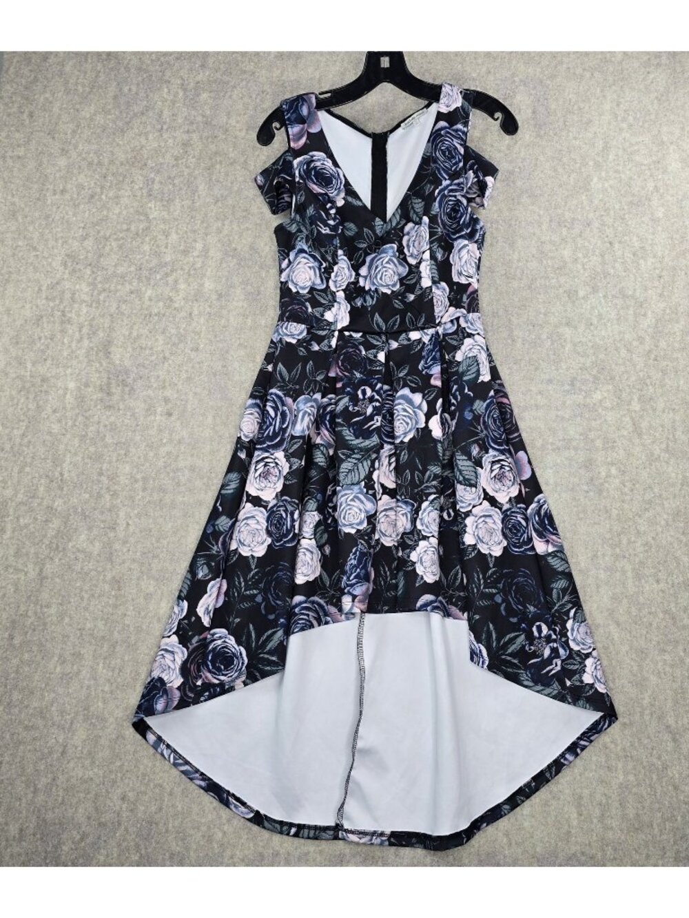 Charlotte Russe Womens Floral High-Low Black/Purple Dress Size M Fit & Flare - Picture 1 of 9